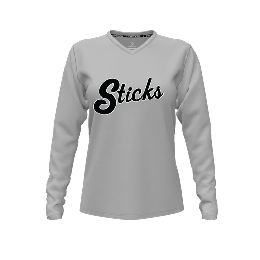 [FTLVCFGY-FYXS-LOGO1] Decker Comfort T-Shirt (Female Youth XS, Gray, V Neck, Logo 1, Long Sleeve)