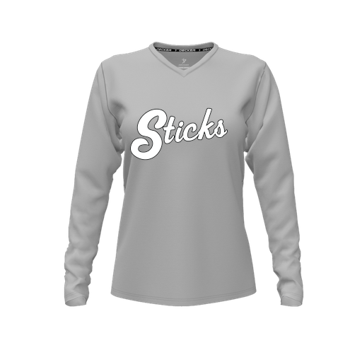 [CUS-DFW-TEES-CMF-VNK-LSL-GRY-FYXS-LOGO3] Decker Comfort T-Shirt (Female Youth XS, Gray, V Neck, Logo 3, Long Sleeve)